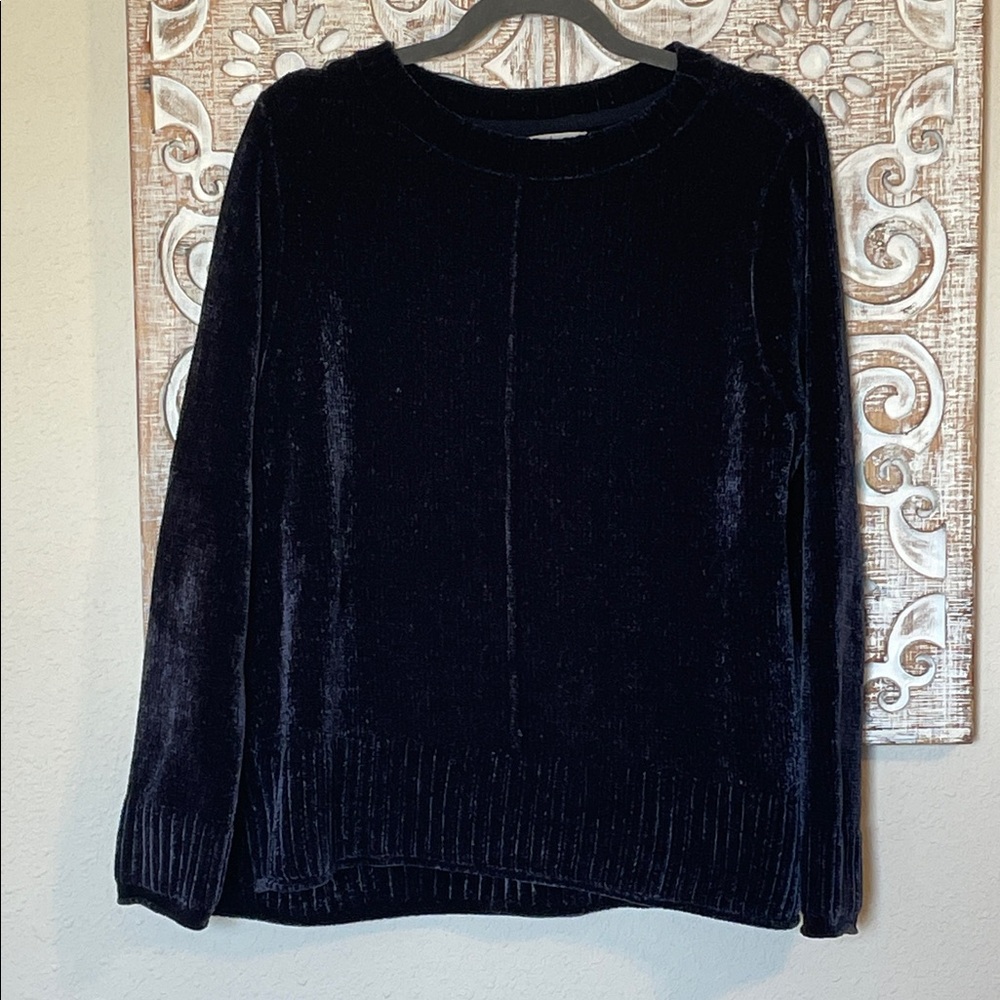 Style & Co. Navy Velvet Crew Neck Sweater